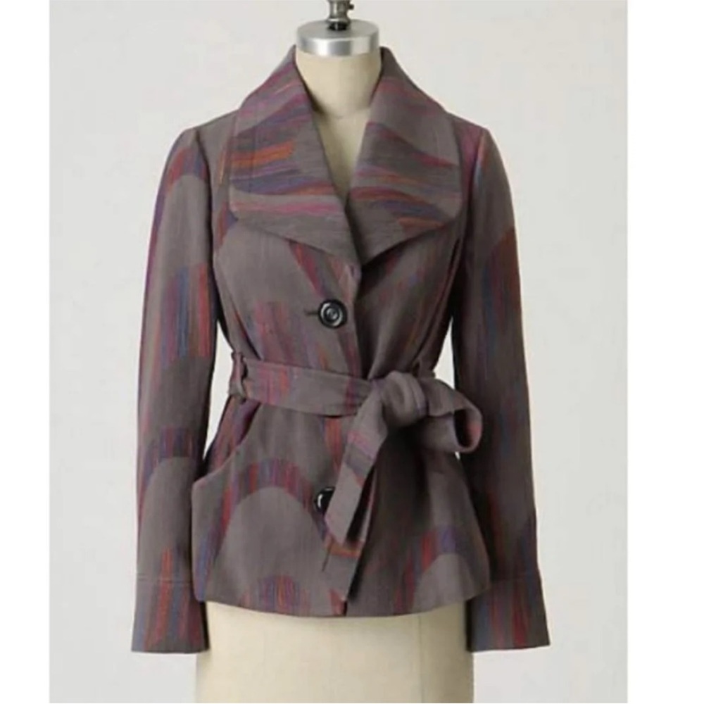 Anthropologie Cidra 6 Cotton Rainbow Tapestry Jacket Blazer